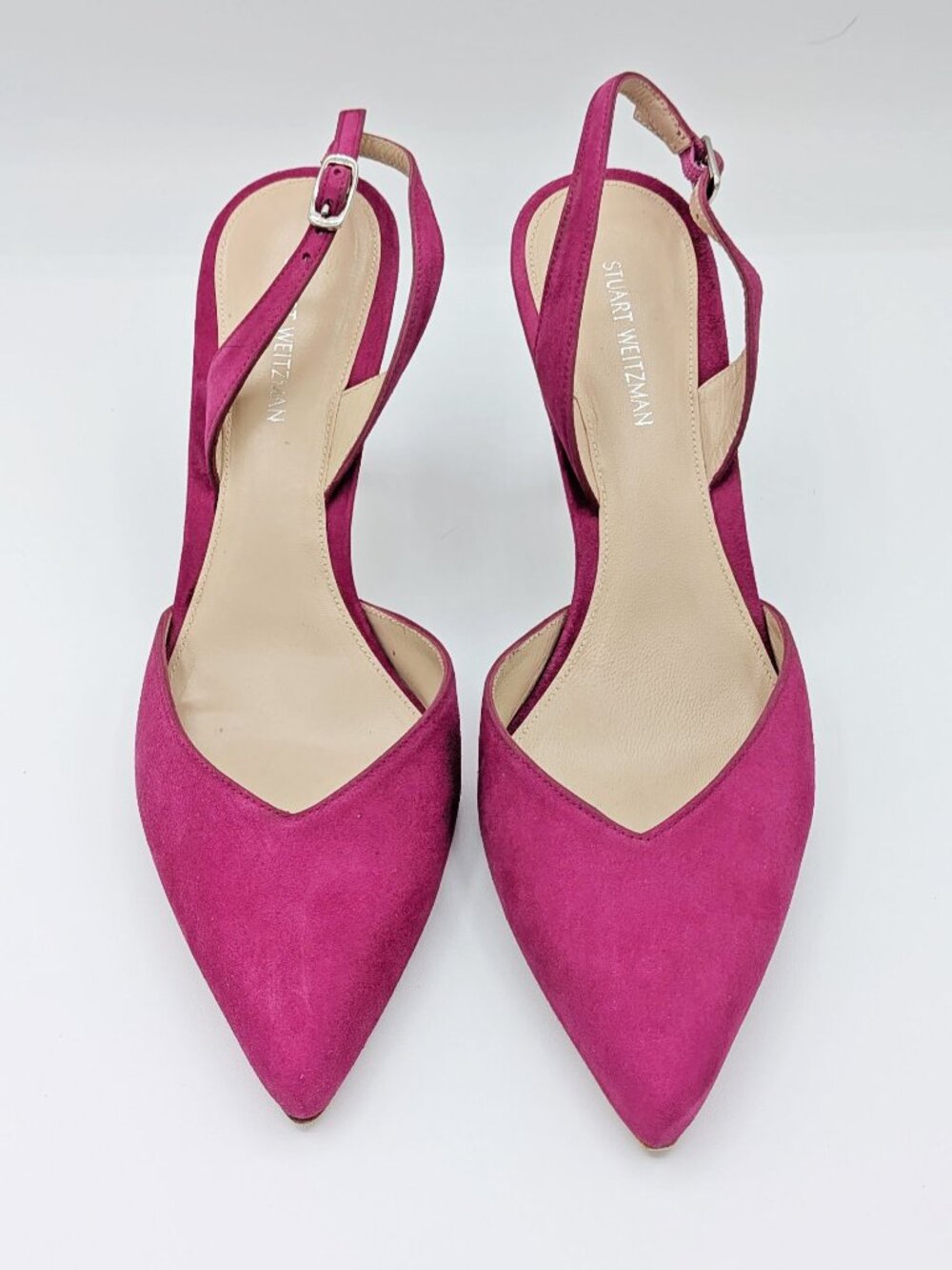 Stuart Weitzman Pink Suede Sling-back Pumps, worn once, size 8